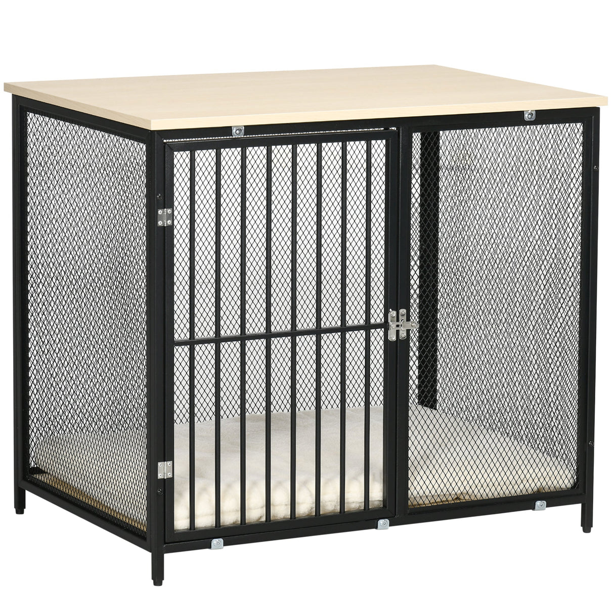 Dog Cage Side Table, with Cushion, for Small and Medium Dogs, PawHut,