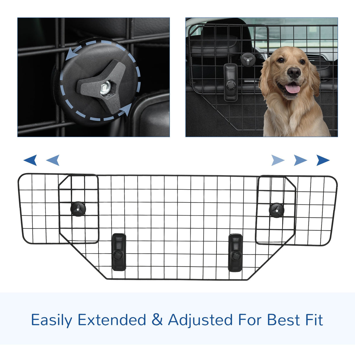 Dog Guard for Cars Adjustable Boot Barrier Metal Mesh Pet Headrest, 90-120W x 40.5H cm, PawHut,