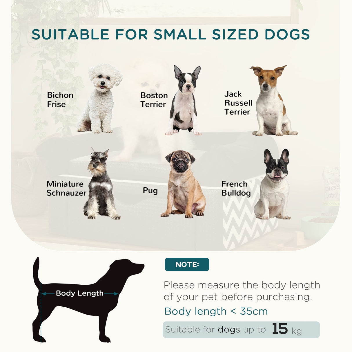 Dog Sofa Bed with Storage Drawer, Elevated Dog Couch for Small Dogs, with Soft Cushion, Removable and Washable Cover, Black, PawHut,