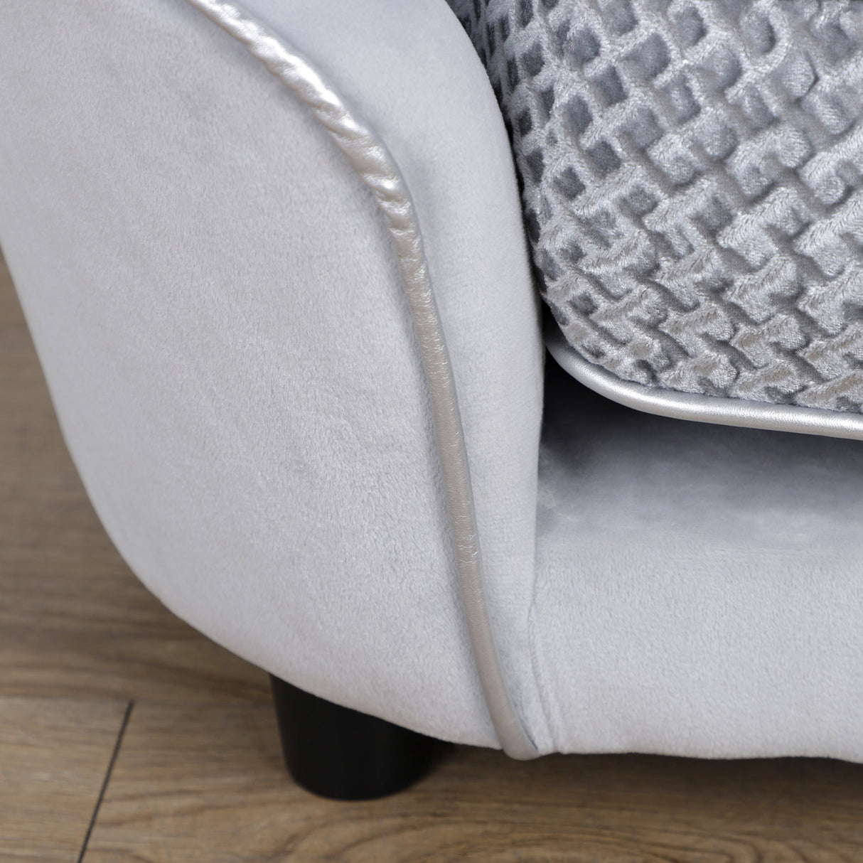 Dog Sofa for XS and S-Size Dogs with Thick Sponge Padded Cushion, Cat Lounge Bed with Washable Cover, Wooden Frame, PawHut,