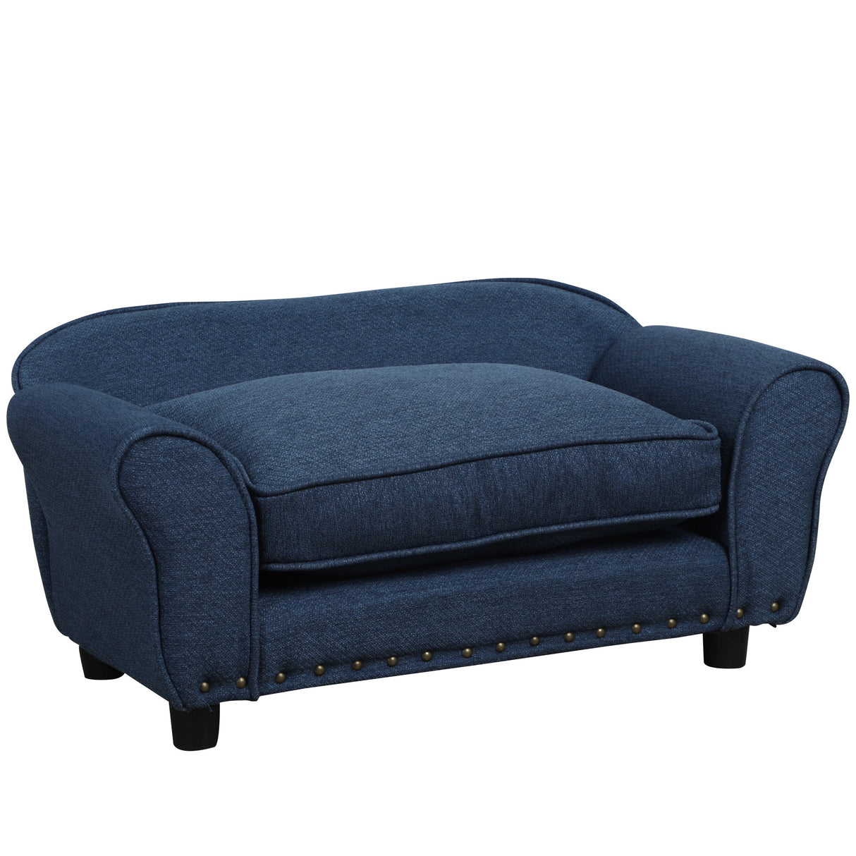 Dog Sofa for XS and S-Size Dogs with Thick Sponge Padded Cushion, Kitten Lounge Bed with Washable Cover, Wooden Frame, PawHut, Blue