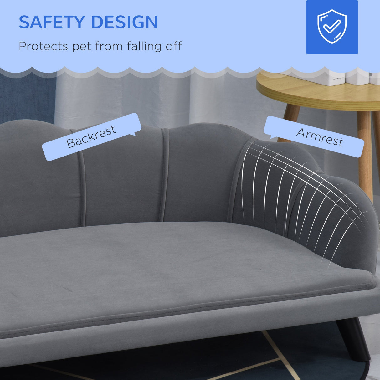 Dog Sofa, Pet Couch Bed for Medium, Large Dogs, with Legs, Cushion, PawHut, Grey