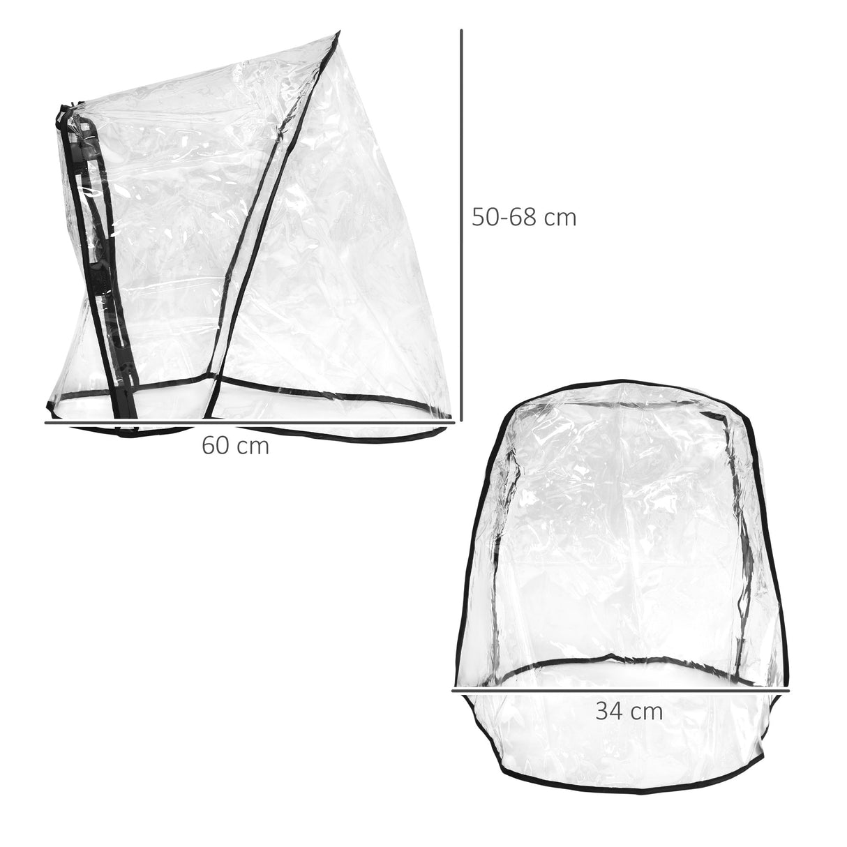 Dog Stroller Rain Cover, Cover for Dog Pram Stroller Buggy w/ Rear Side Entry, PawHut,