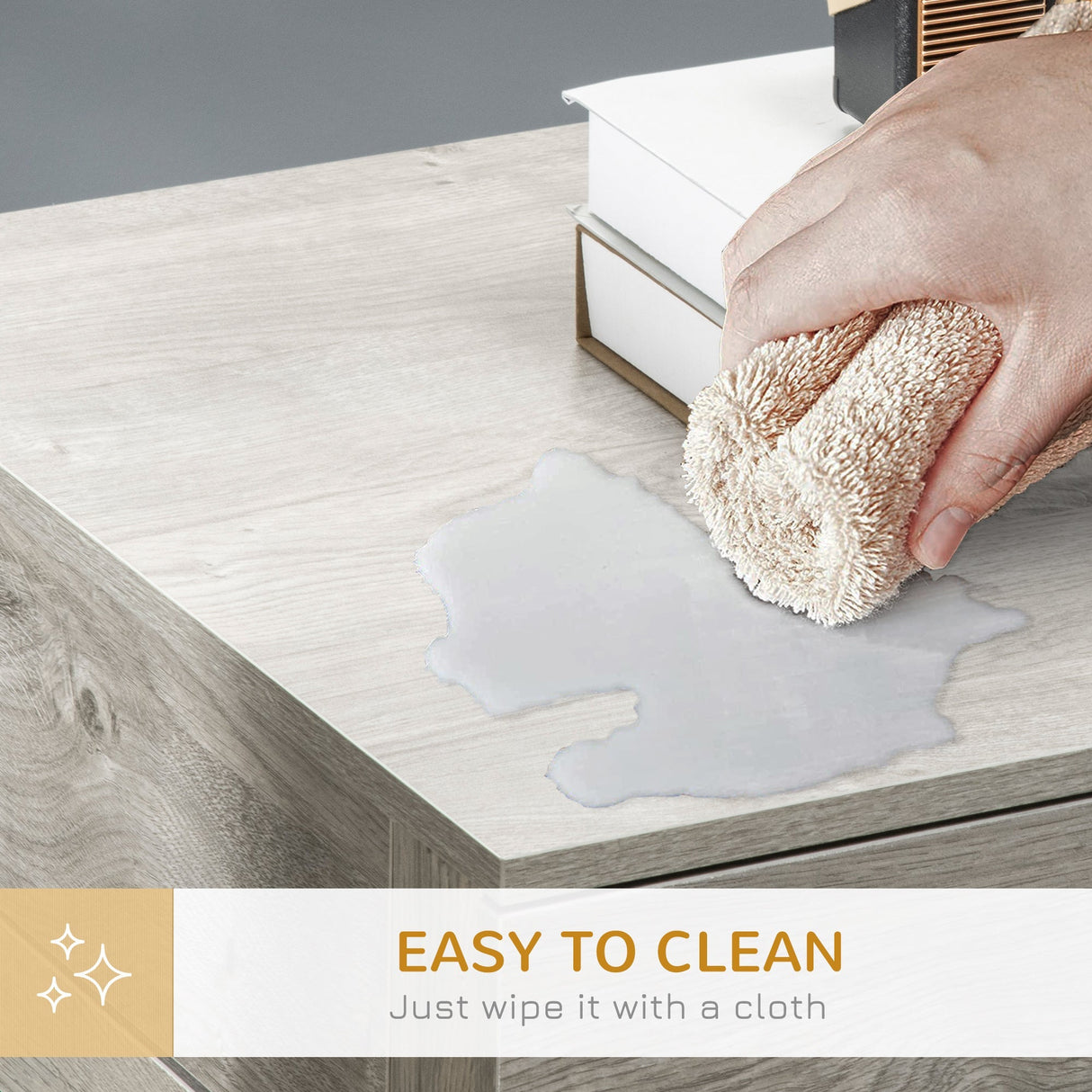 Dual-Door Dog Crate End Table with Drawer, Medium Size - Grey, PawHut,