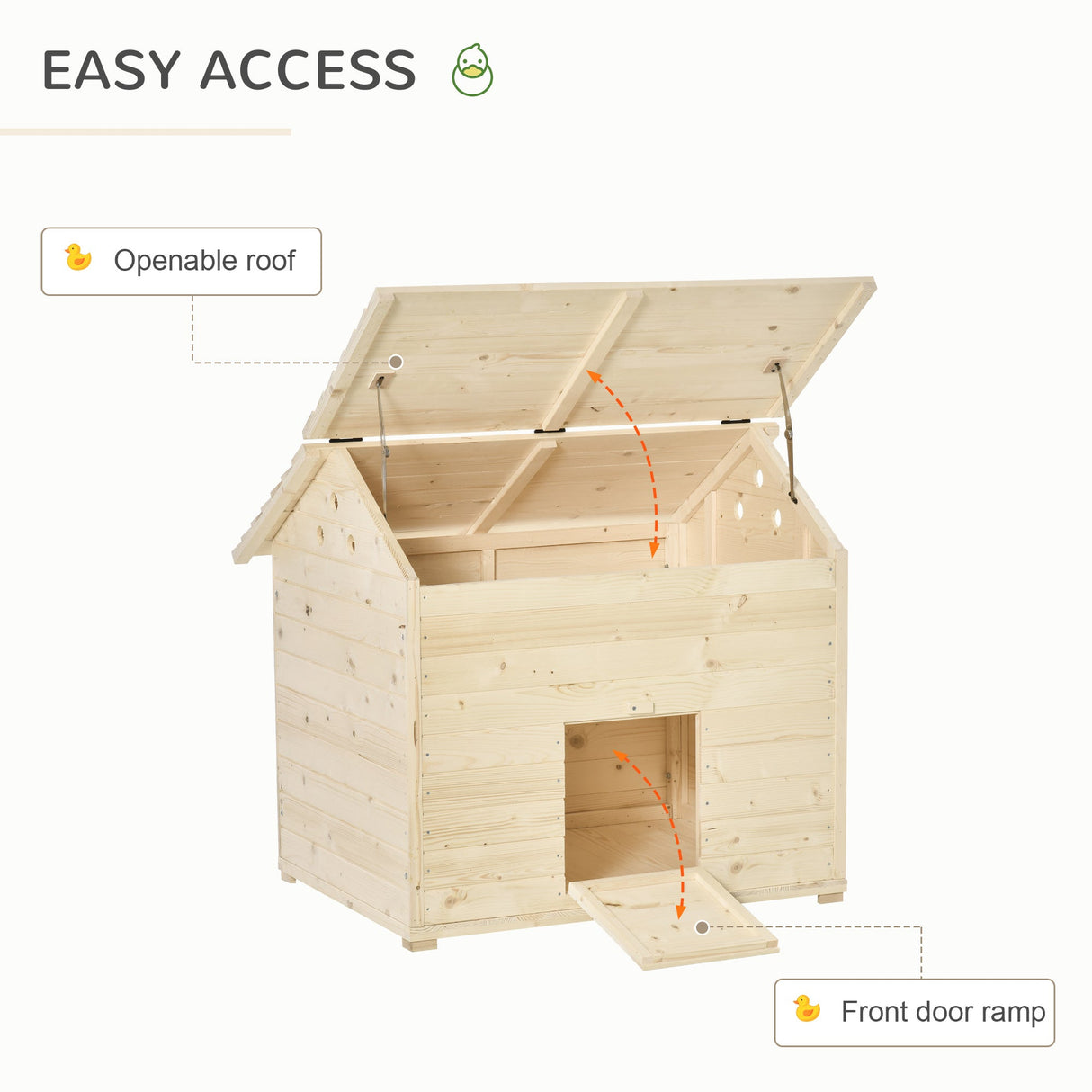 Durable Wooden Duck House for Small Flock | Easy-Access Roof, PawHut,
