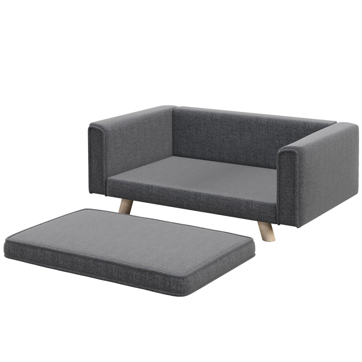 Elevated Dog Sofa Bed, with Cushion, for Medium and Small Dogs, Grey, PawHut,