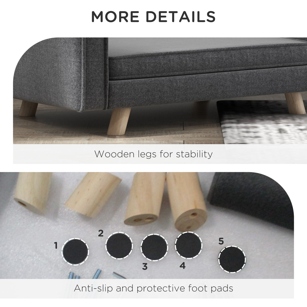 Elevated Dog Sofa Bed, with Cushion, for Medium and Small Dogs, Grey, PawHut,