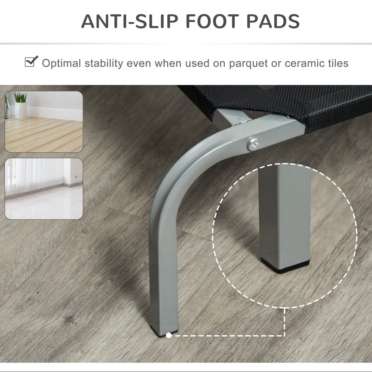 Elevated Pet Bed Cooling for Large Sized Dogs with Non-slip Pads Steel Frame Breathable Mesh Fabric, 130 x 90 x 20 cm, PawHut,