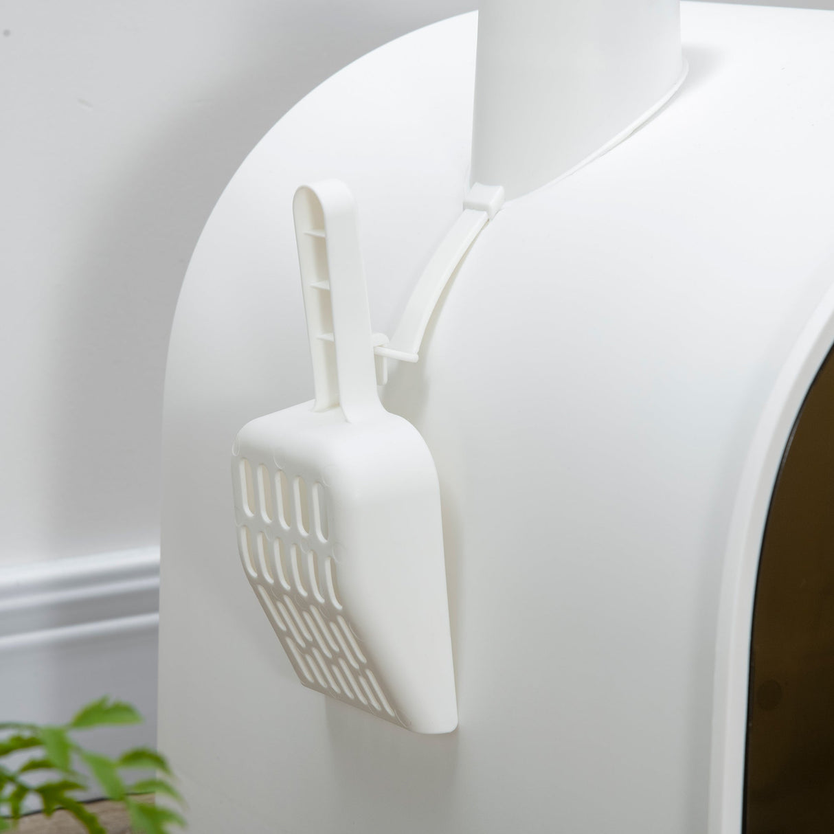 Enclosed Cat Litter Box with Filter, Scoop, and Tray - Ideal for Small Cats, PawHut, White