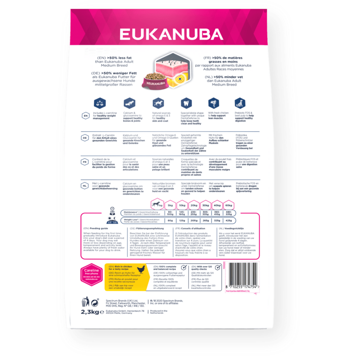 Eukanuba Daily Care Overweight Adult All Breeds Dry Dog Food, Eukanuba, 3x2.3kg