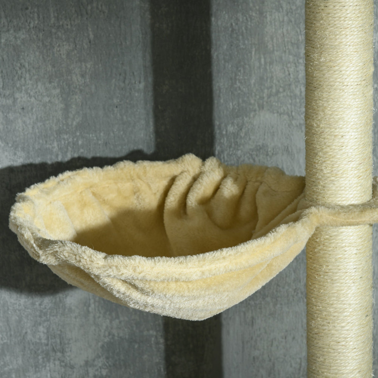 Floor to Ceiling Cat Tree, 6-Tier Play Tower Climbing Activity Center w/ Scratching Post, Hammock, Adjustable Height 230-250cm, PawHut, Beige