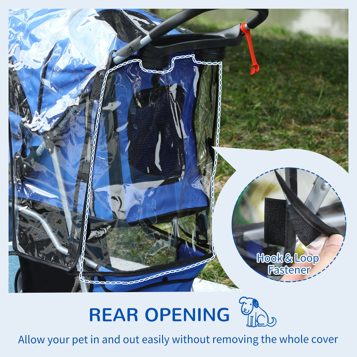 Foldable Mini Dog Stroller with Rain Cover & Cup Holder, PawHut, Blue
