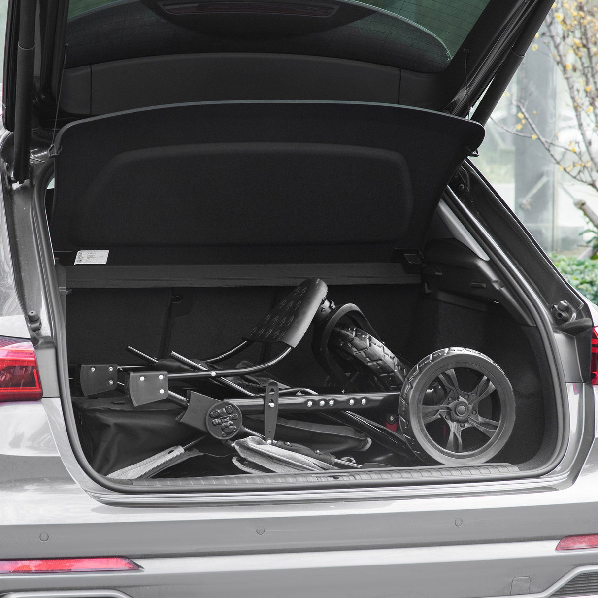 Folding 3 Wheel Dog Pushchair Travel w/ Adjustable Canopy Storage Brake, PawHut, Grey