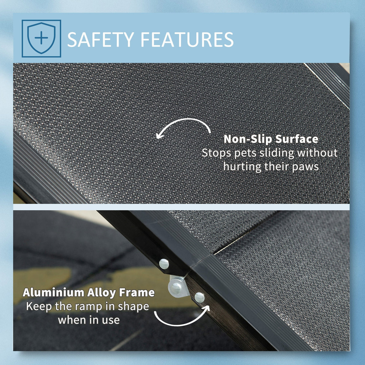 Folding Dog Ramp for Car for Extra Large Dogs, Portable Pet Ramp with Non-slip Surface, Aluminium Alloy Frame, PawHut,