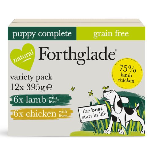 Forthglade Puppy Complete Grain Free Chicken & Lamb Duo Wet Dog Food Variety Pack 12x395g, Forthglade,