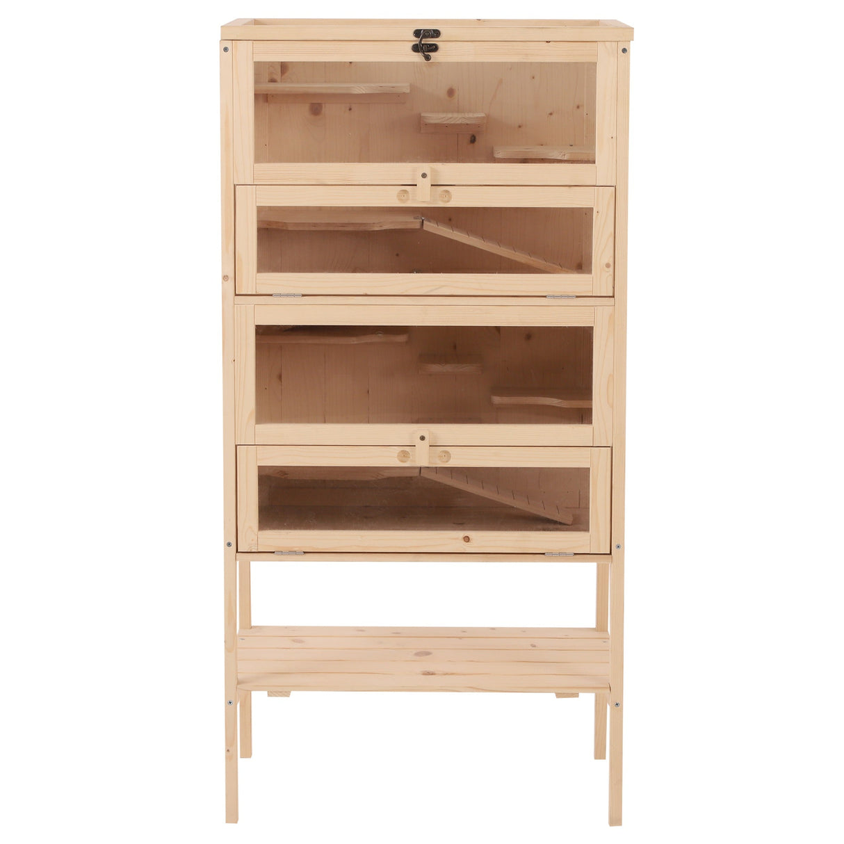 Four-Tier Wooden Hamster Cage - 60L x 40W x 120H cm, PawHut,