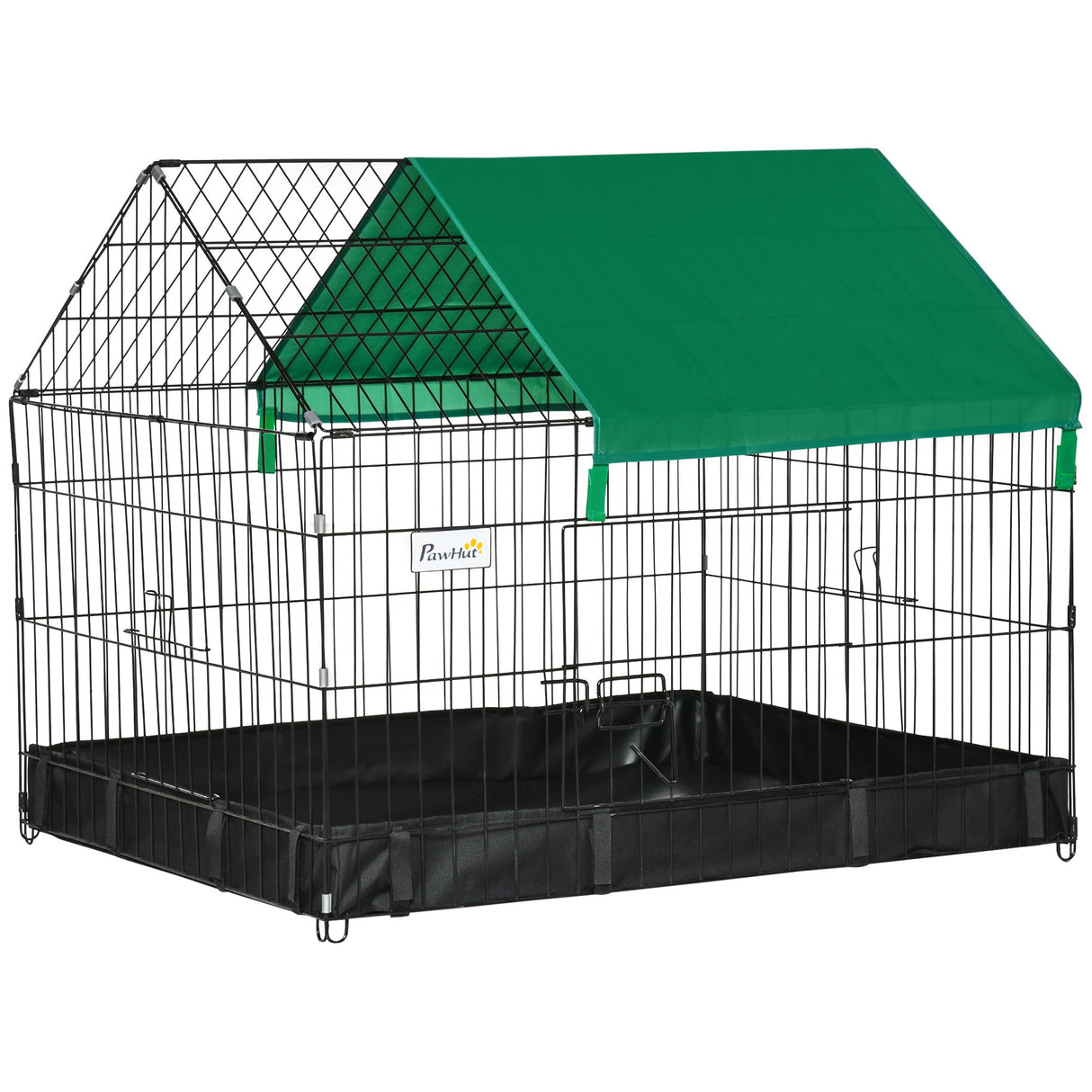 Guinea Pig Cage Small Animal Habitat Rabbit House, Safety Locking System, with No Leaking Bottom, Top Roof, Doors, 90 x 75 x 75 cm, PawHut,