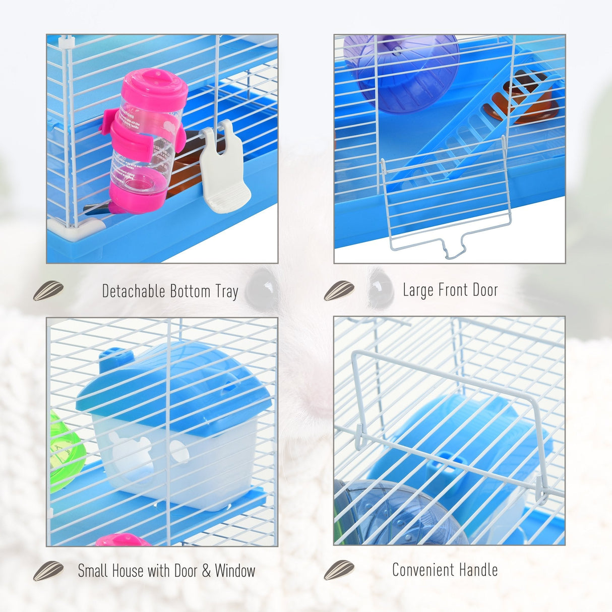 Hamster Cage with Exercise Wheel and Tunnel Tube, PawHut,