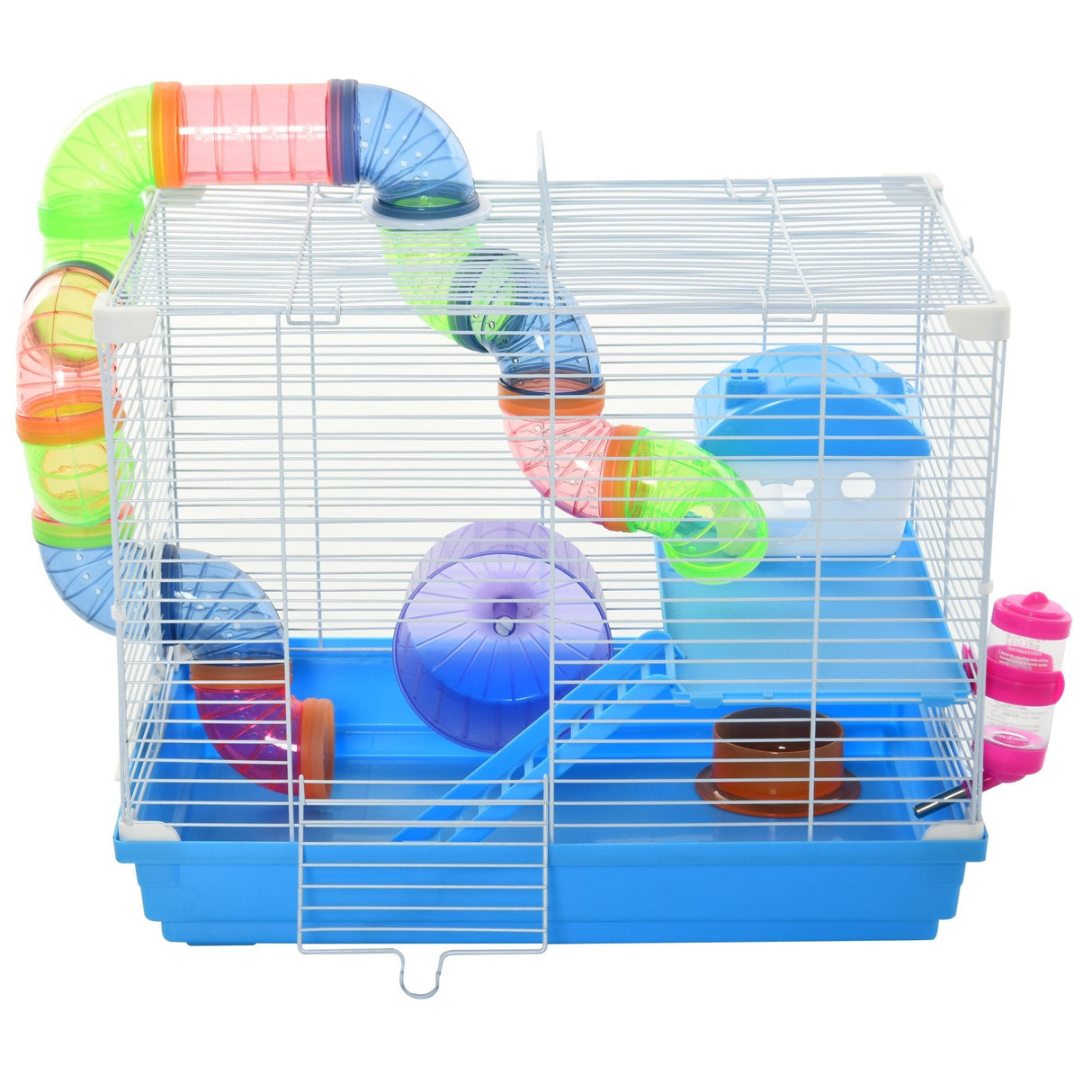 Hamster Cage with Exercise Wheel and Tunnel Tube, PawHut,