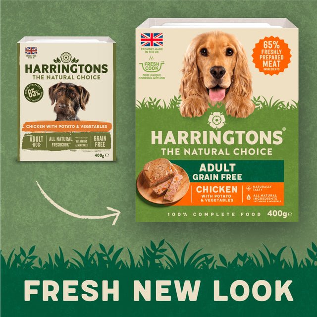 Harringtons Chicken with Potato & Veg Grain Free Wet Dog Food Trays 8x400g, Harringtons,