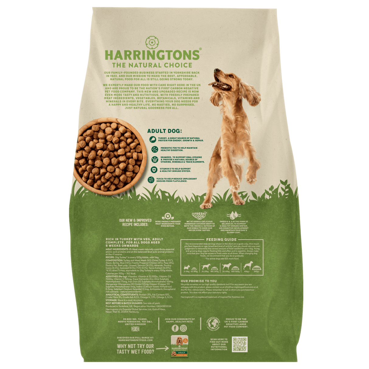 Harringtons Dry Adult Dog Food Rich in Turkey & Veg, Harringtons, 15 kg