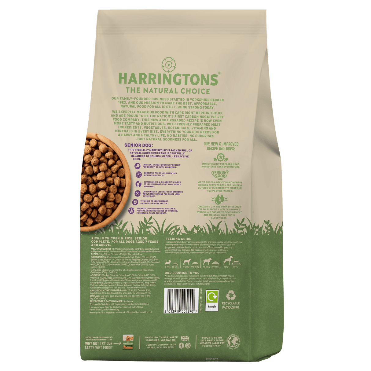 Harringtons Dry Senior Dog Food Rich in Chicken & Rice, Harringtons, 12 kg