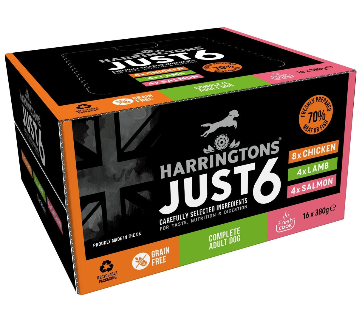 Harringtons Just 6 Complete Adult Dog Multipack Trays 16x380g, Harringtons,