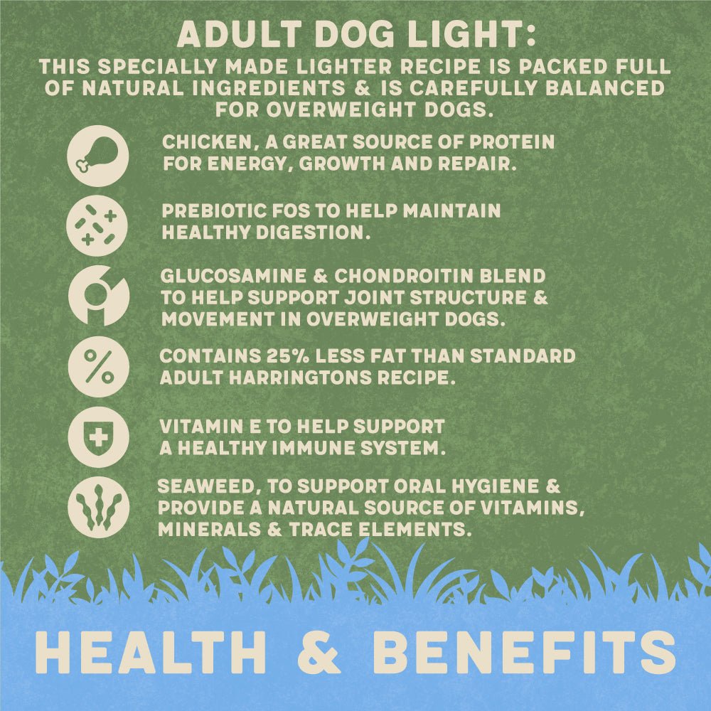 Harringtons Light Dry Adult Dog Food Rich in Chicken & Rice 4x1.7kg, Harringtons,