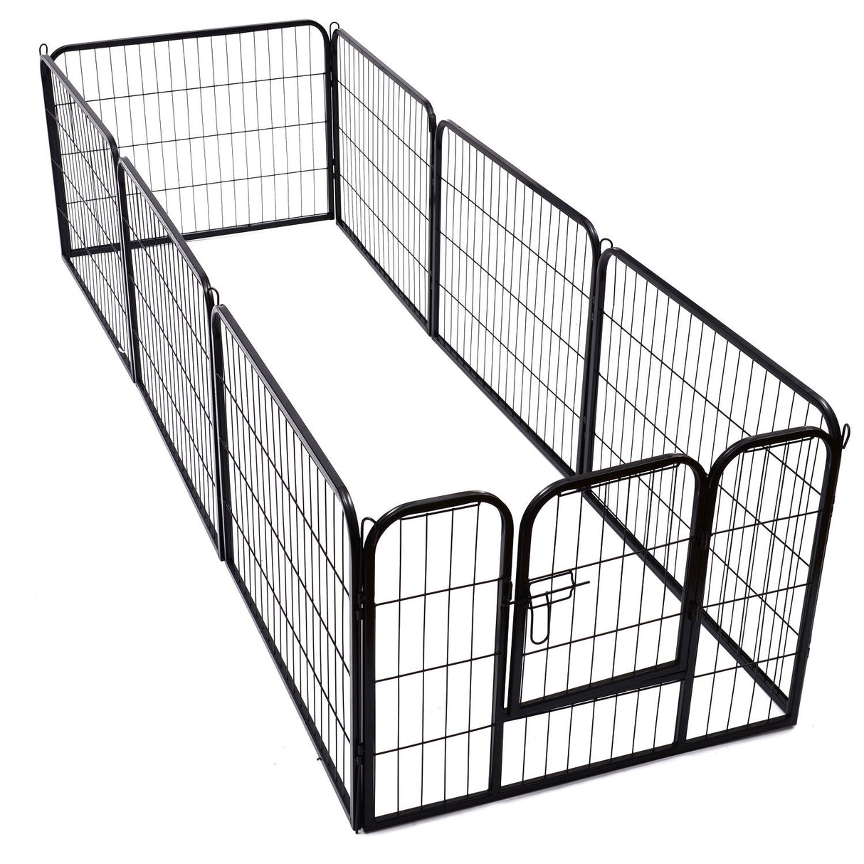 Heavy Duty Dog pen 8 Panel Pet Puppy PlayPen Rabbit Hutch Run indoor outdoor Black, 80 x 60 cm, PawHut,