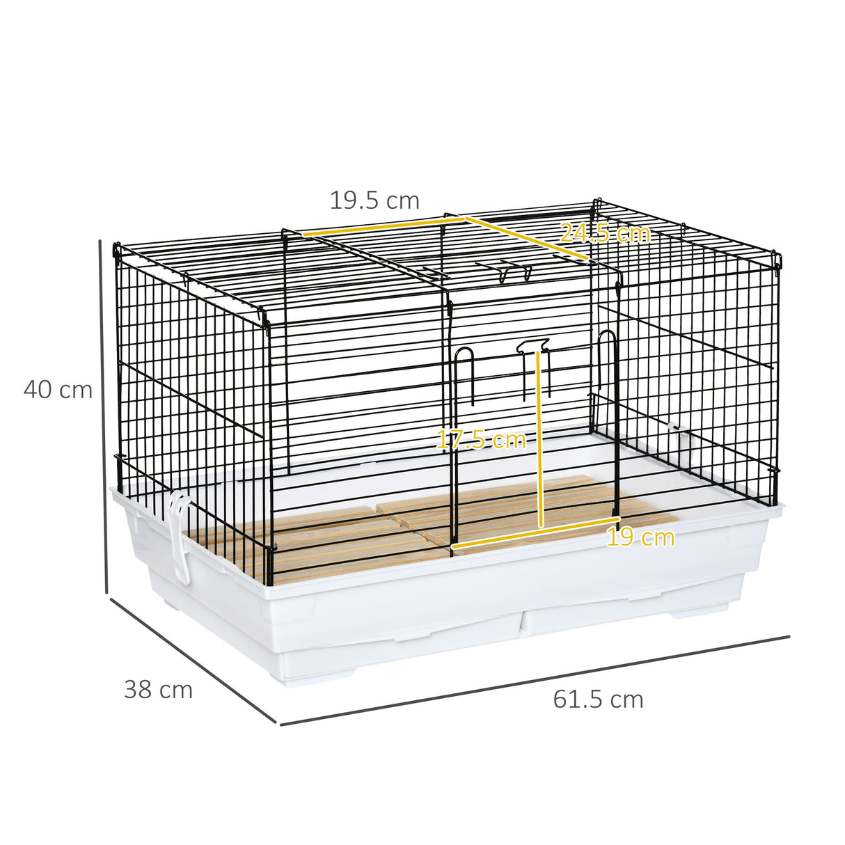 Indoor Rabbit & Guinea Pig Cage with Wooden Floor, PawHut,