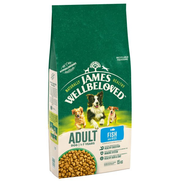 James Wellbeloved Dog Adult Fish & Rice, James Wellbeloved, 15 kg