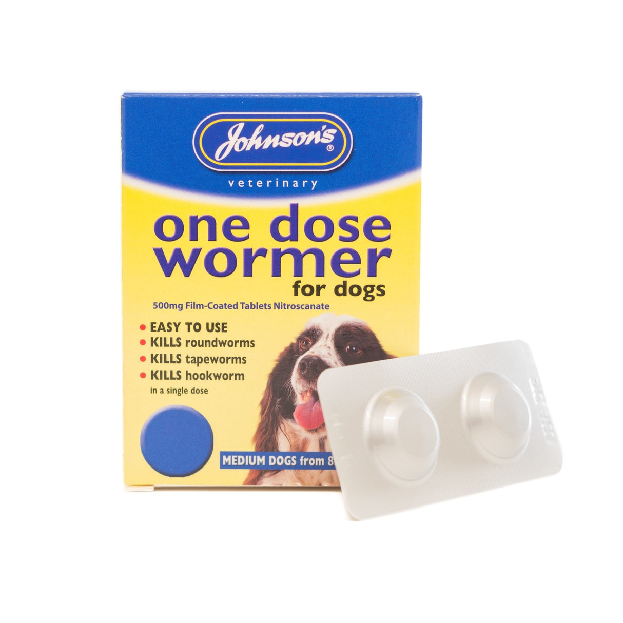 Johnsons One Dose Wormer for Medium Size Dogs - Size 2 (6x), Johnsons Veterinary,