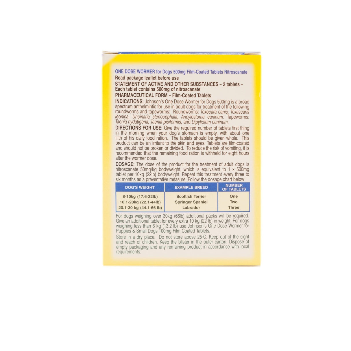 Johnsons One Dose Wormer for Medium Size Dogs - Size 2 (6x), Johnsons Veterinary,