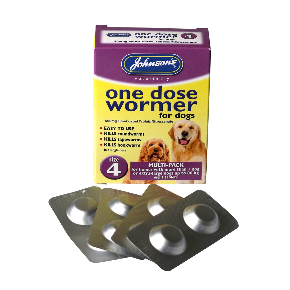 Johnsons One Dose Wormer for X-Large Dogs or Multiples - Size 4 (3x), Johnsons Veterinary,