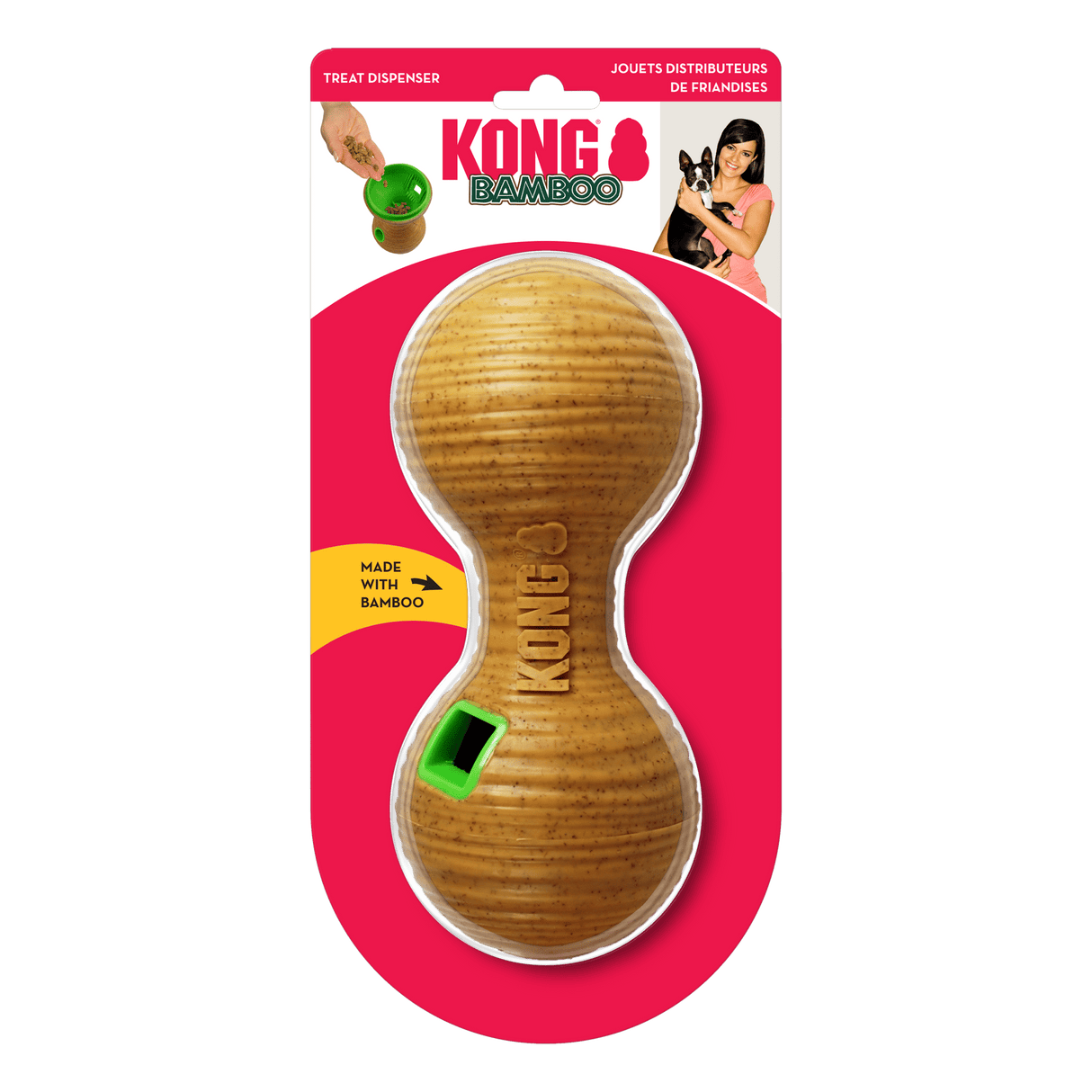 KONG Bamboo Feeder Dumbbell Dog Toy, Kong,