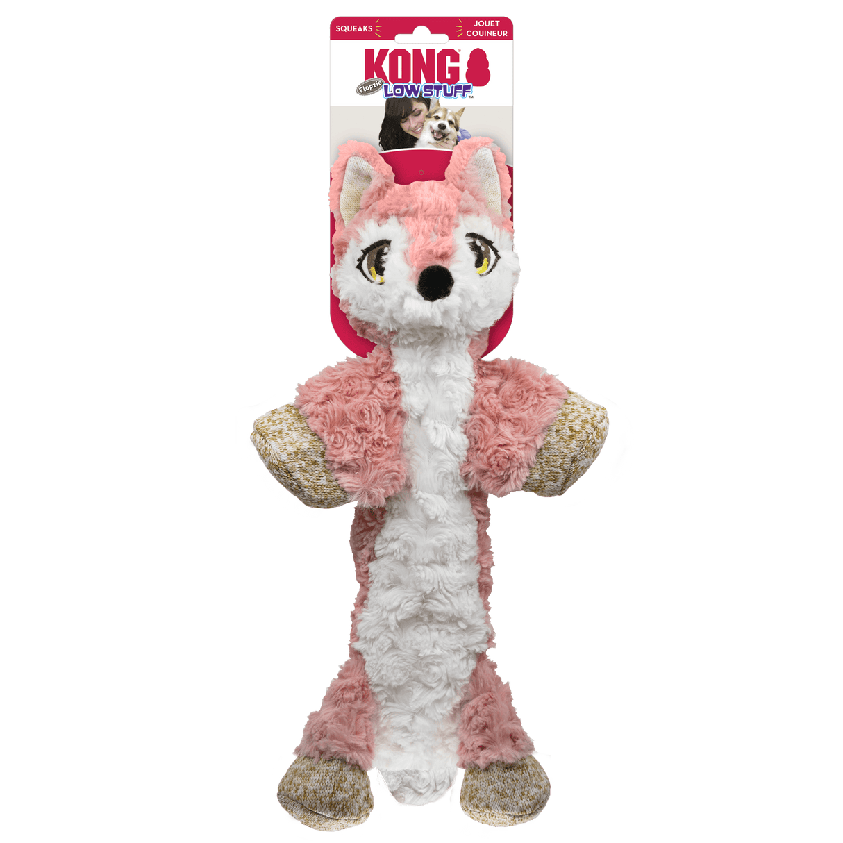 KONG Low Stuff Flopzie Fox Dog Toy, Kong,
