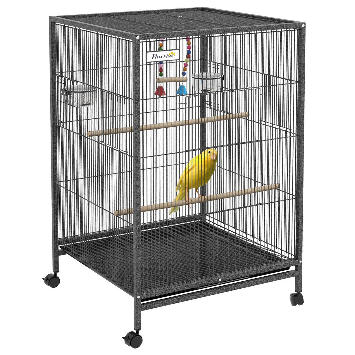 Mobile Bird Cage with Stand for Small Birds | Perches & Swing, PawHut,