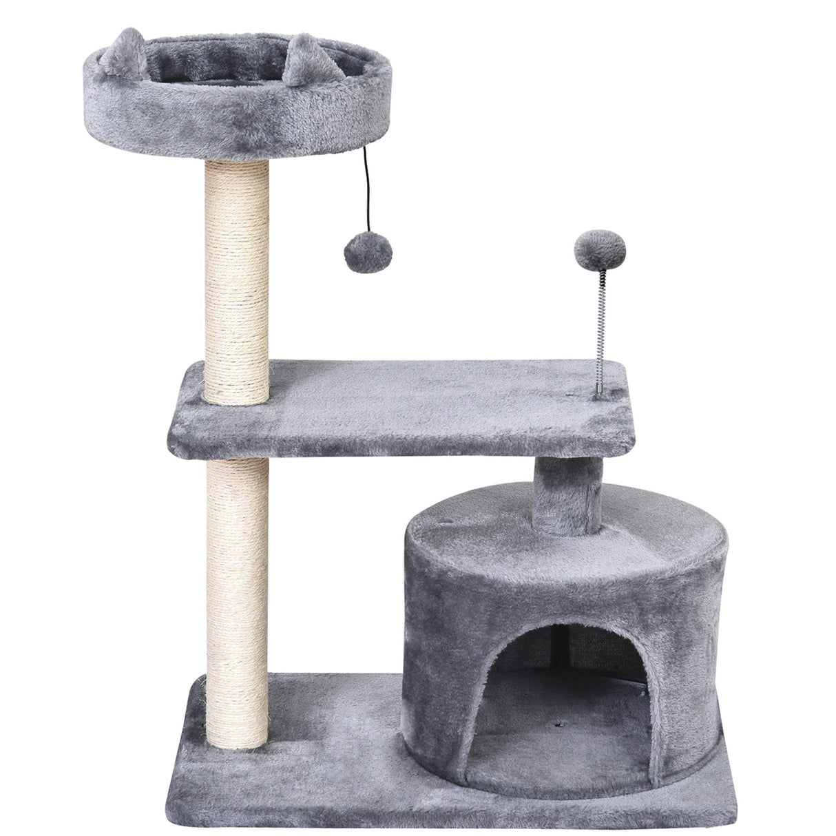 Mult Level Cat Tree for Indoor Cats with Scratching Post Bed Condo Perch, Kitten Climbing Tower, PawHut, Beige