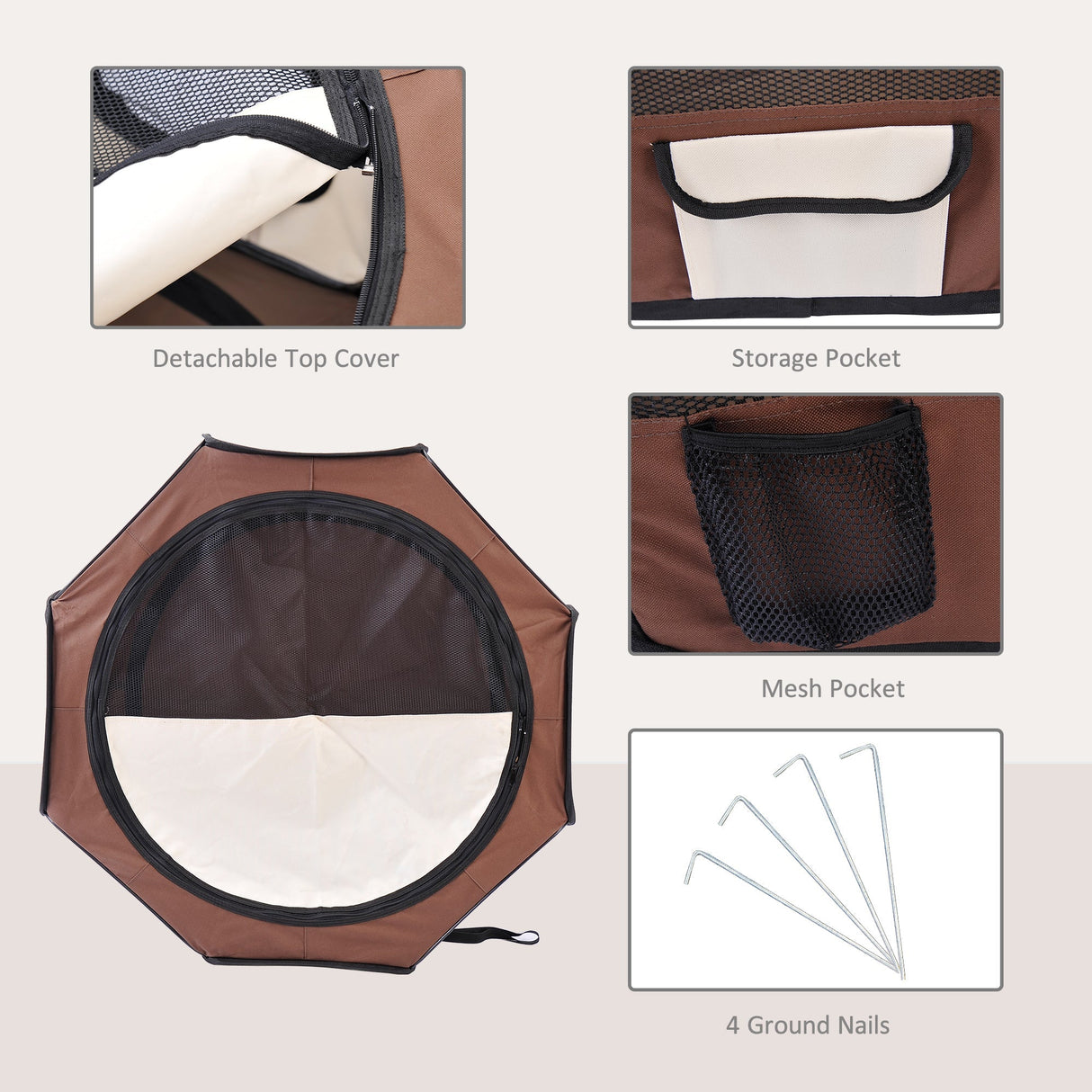 Outdoor Fabric Pet Playpen, 8-Panel Mesh for Puppy and Dog, or Small Mammals, PawHut, Blue/Black