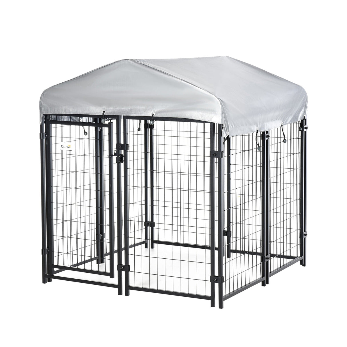 Outdoor Metal Dog Kennel Run, with UV-Resistant Canopy | Two Sizes, PawHut, 138H x 120L x 120W cm