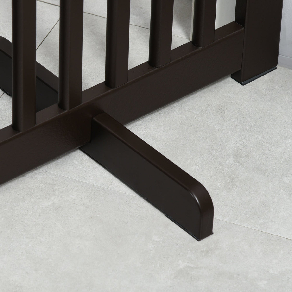 PawHutPet Gates MDF Freestanding Expandable Dog Gate Wood Doorway Pet Barrier Fence w/ Latched Door Brown, PawHut,