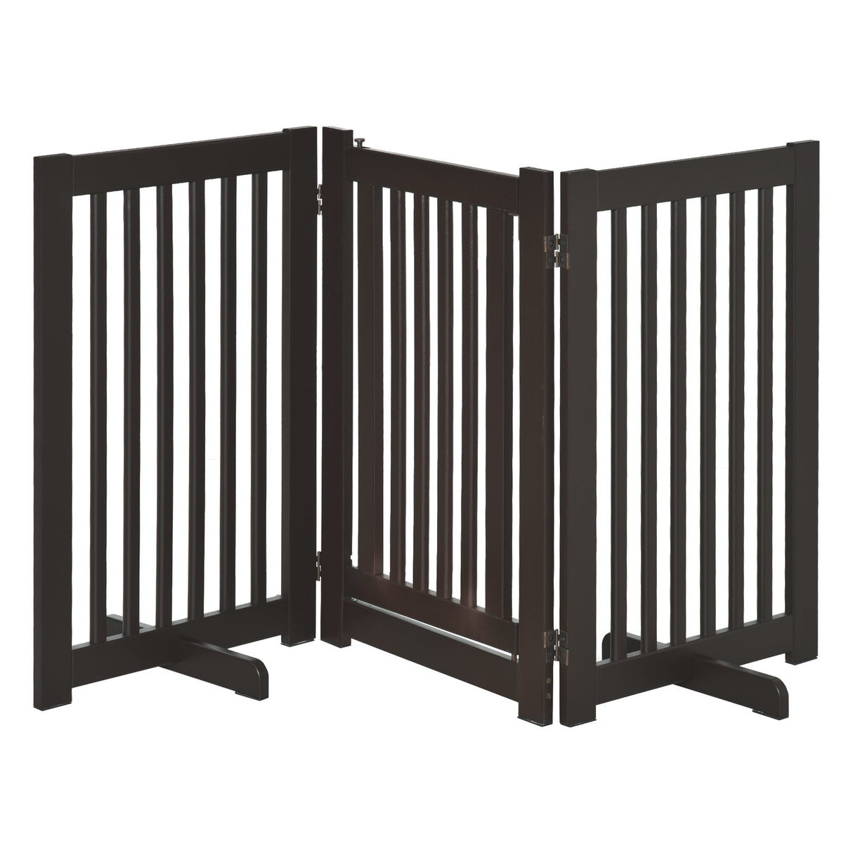 PawHutPet Gates MDF Freestanding Expandable Dog Gate Wood Doorway Pet Barrier Fence w/ Latched Door Brown, PawHut,