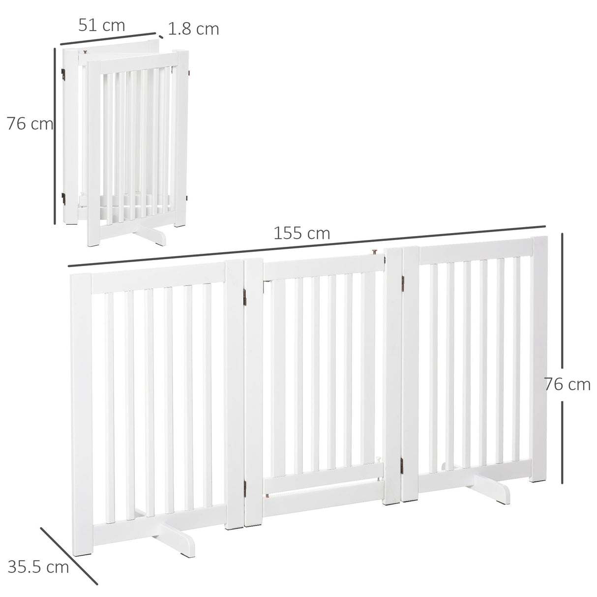 PawHutPet Gates MDF Freestanding Expandable Dog Gate Wood Doorway Pet Barrier Fence w/ Latched Door White, PawHut,