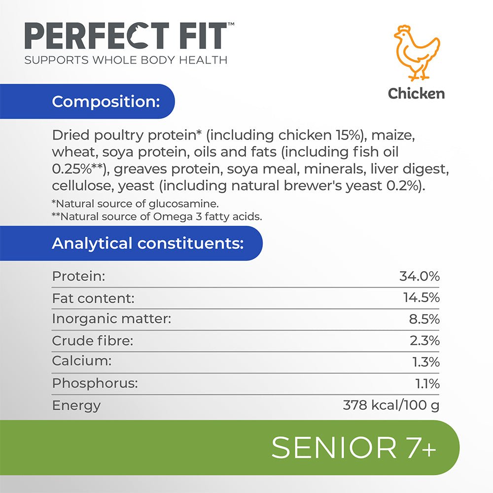 Perfect Fit Senior 7+ Dry Cat Food with Chicken 4x750g, Perfect Fit,