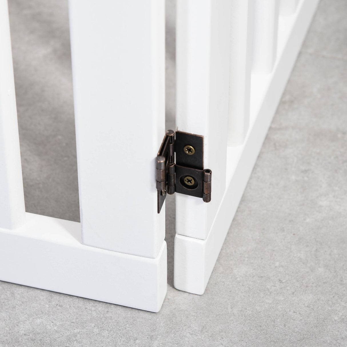 Pet Gate 4 Panel Wooden Foldable Fence Freestanding Dog Safety Barrier with 2 Support Feet for Doorways Stairs 80'' x 30'', PawHut,