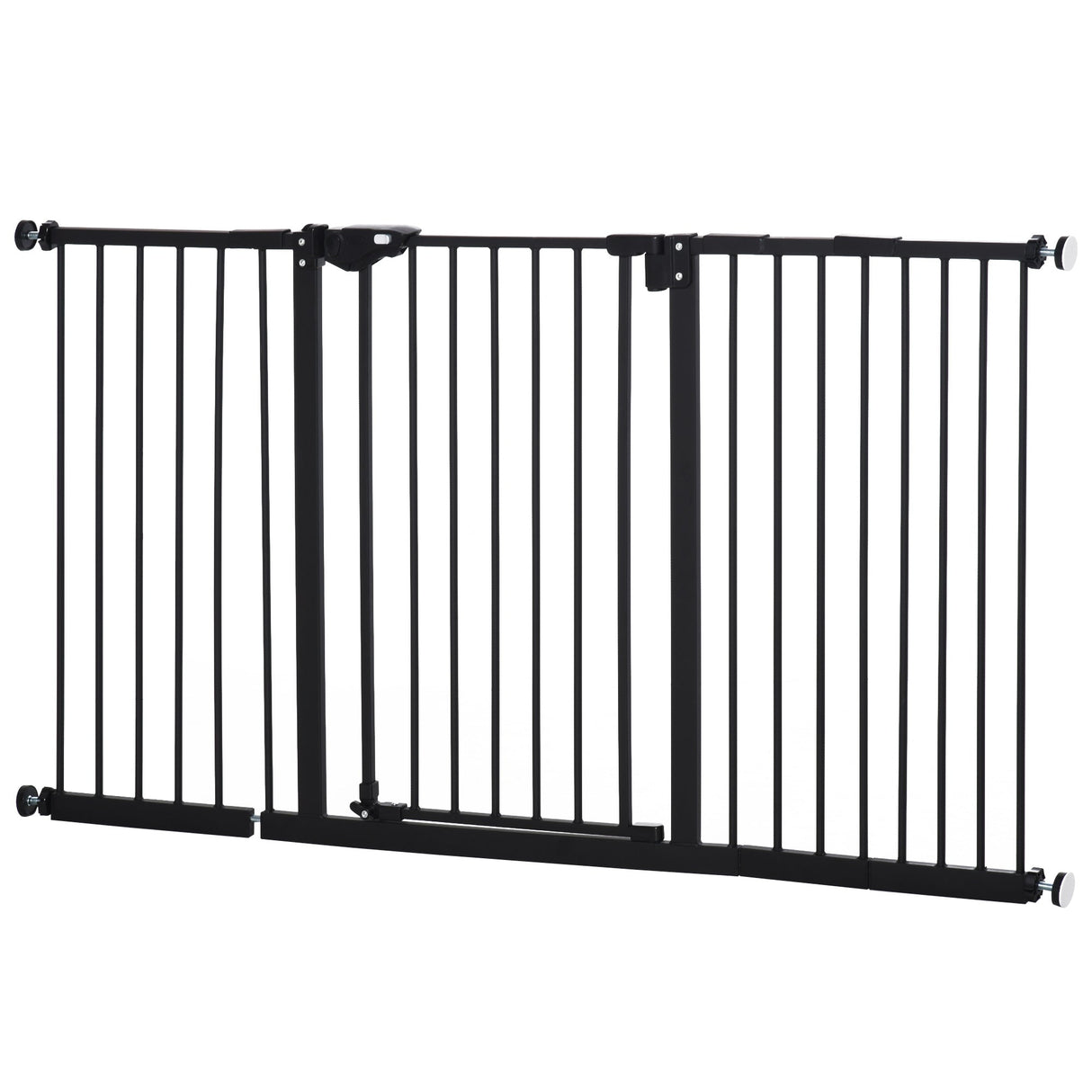 Pet Safety Gate Dog Barrier for Doorways, Corridors, Staircases with Three Extensions and Adjustable Screws, PawHut, Black