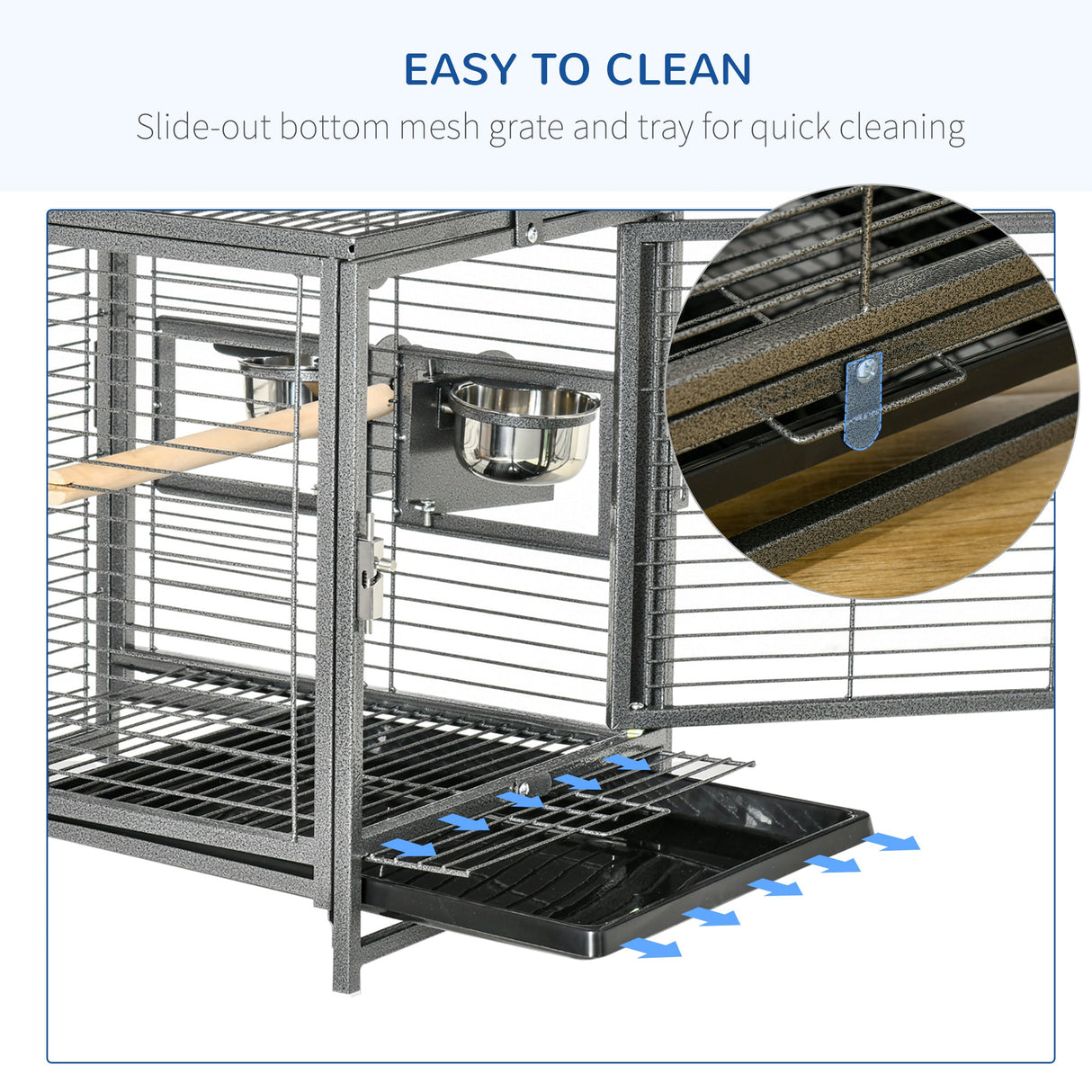 Portable Parrot Travel Cage with Handle & Accessories, PawHut,