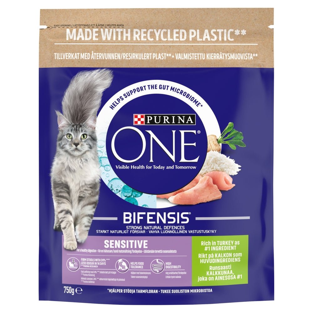 Purina One Adult Cat Sensitive Turkey, Purina One, 4x750g