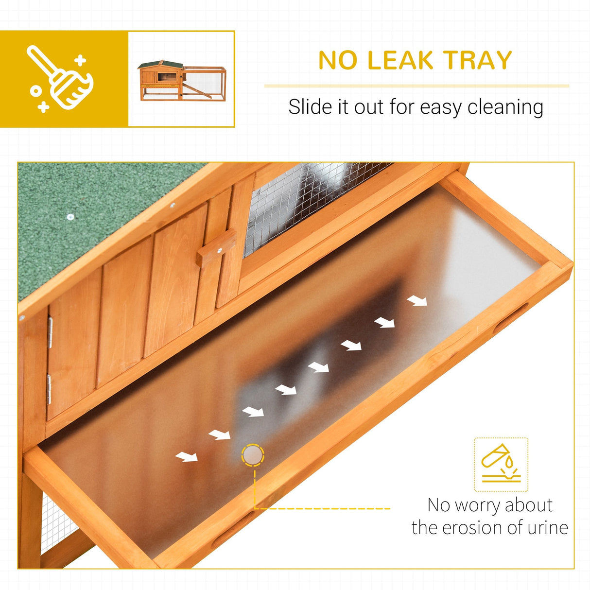 Rabbit Hutch and Run Outdoor Bunny Cage Wooden Guinea Pig Hide House with Sliding Tray, Hay Rack, Ramp, 156 x 58 x 68cm, PawHut,