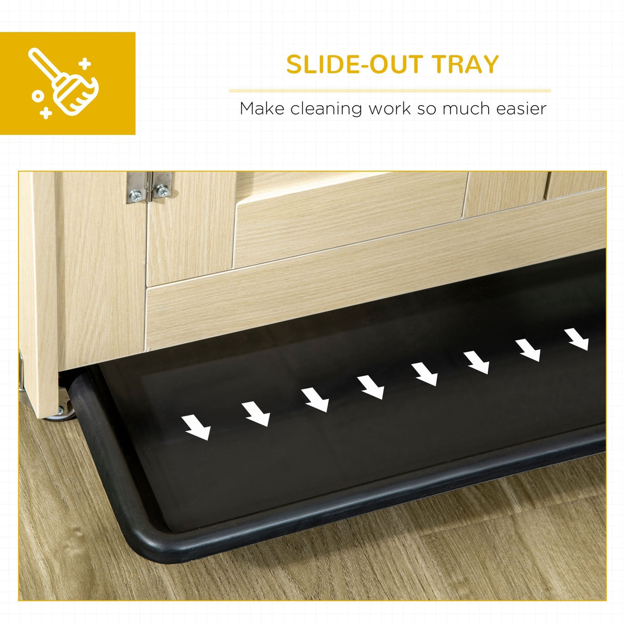 Rabbit Hutch, with Wheels, Removable Tray, Openable Roof, for 1-2 Rabbits - Oak Tone, PawHut,